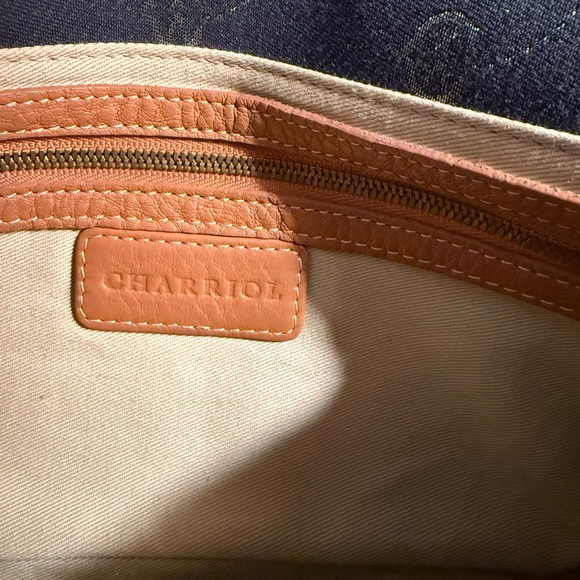 Charriol leather and cloth designer shoulder bag - Picture 3 of 3